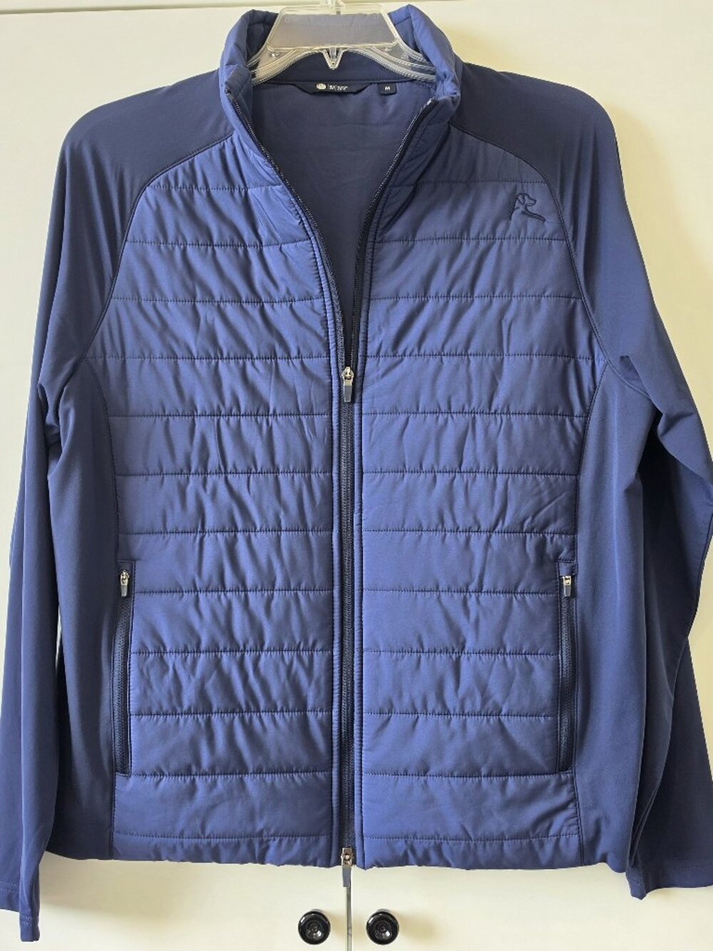 Rhoback Men’s Medium Blue Full Zip Quilted Performance Jacket Stretch Golf
